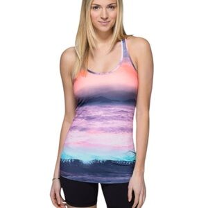Lululemon Athletica Cool Racerback Beach Sunset Workout Tank Top Shirt Pink